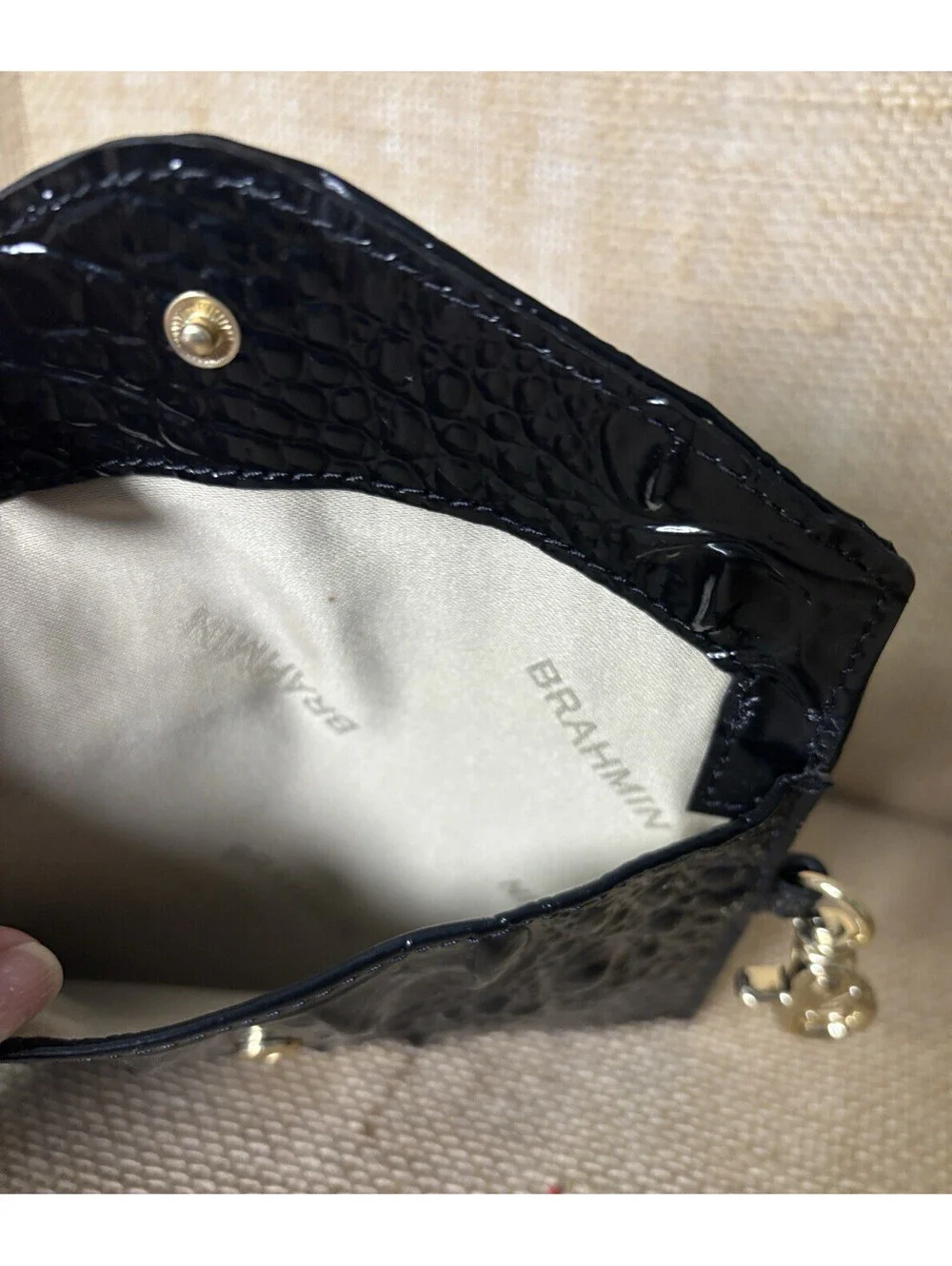 Brahmin Melbourne Mini Envelope Case Black Card Wallet